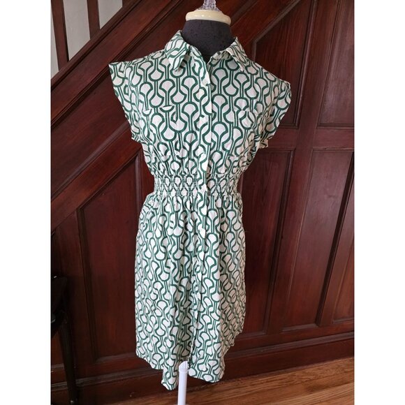 Monteau Womens Geometric Patterned Cotton Dress L NWT - Picture 1 of 7